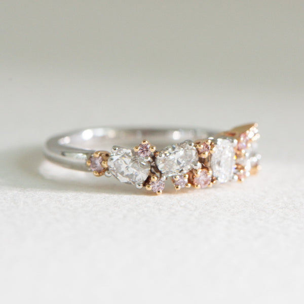 Pink Diamond Oval and Round Ring