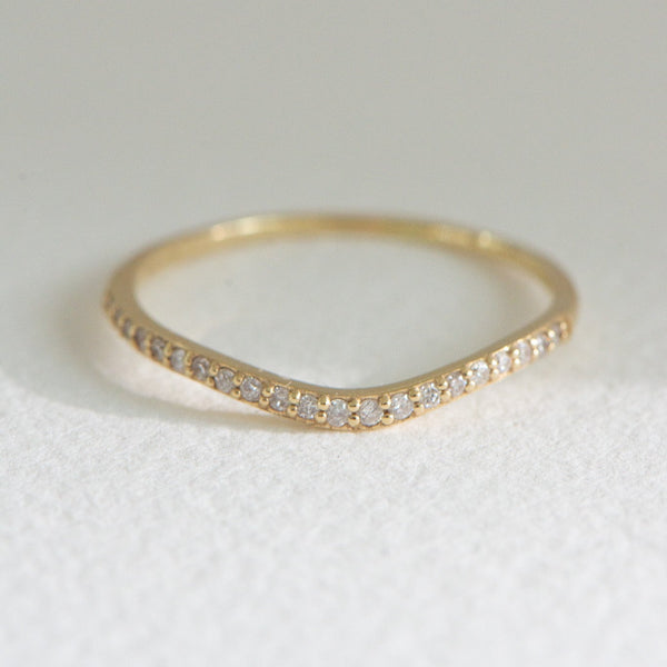14k Gold Diamond Curved Band