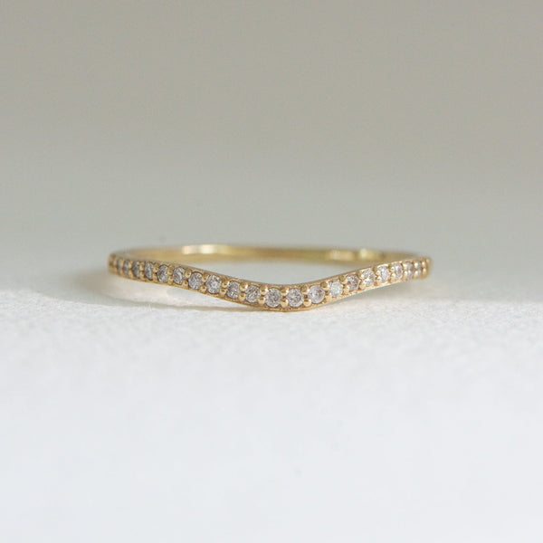 14k Gold Diamond Curved Band