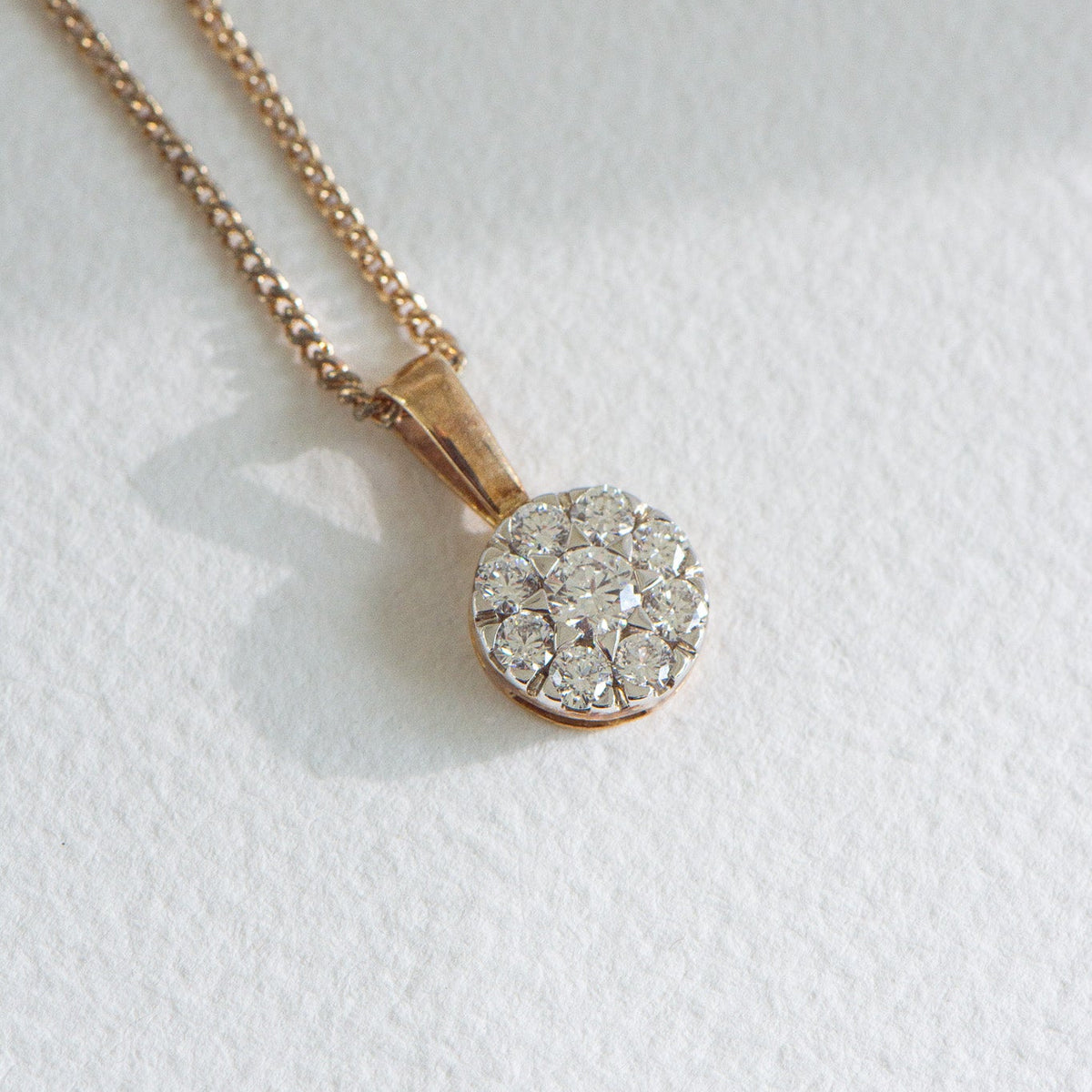 Natural Diamond Cluster Pendant Yellow Gold 0.75ct