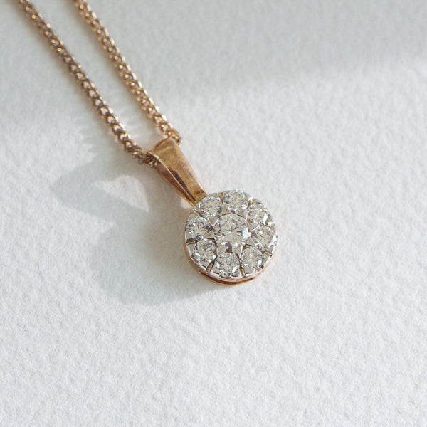 Natural Diamond Cluster Pendant Yellow Gold 0.75ct