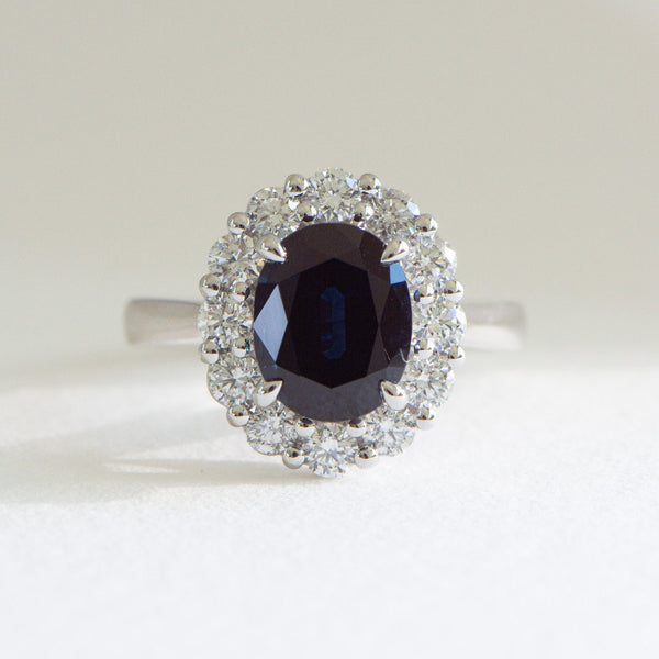 Dianna | 3ct Australian Sapphire Oval Blue Sapphire Engagement Ring