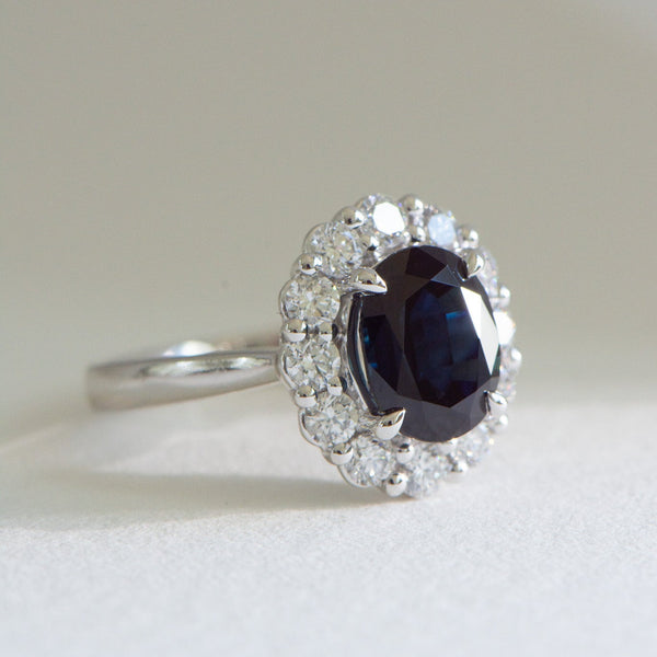 Dianna | 3ct Australian Sapphire Oval Blue Sapphire Engagement Ring