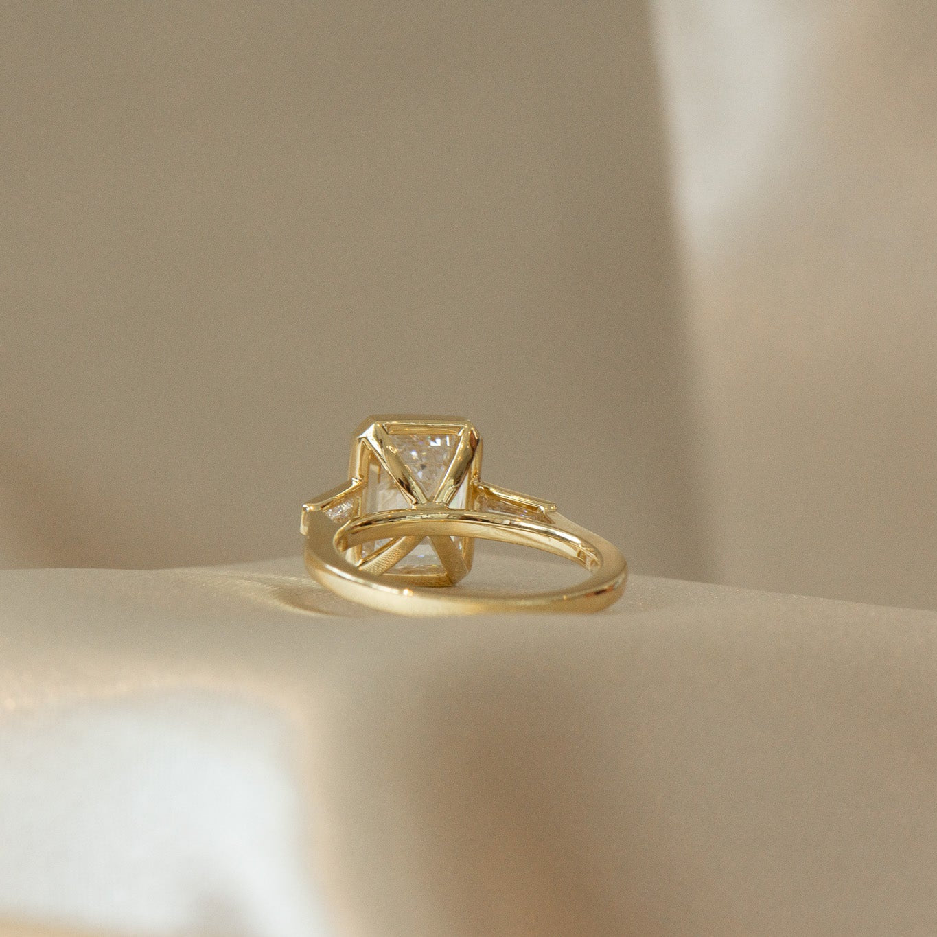 Athena | 3.8ct Emerald Cut Lab Diamond Engagement Ring – Close-up detail view, Matthews Jewellers Newcastle