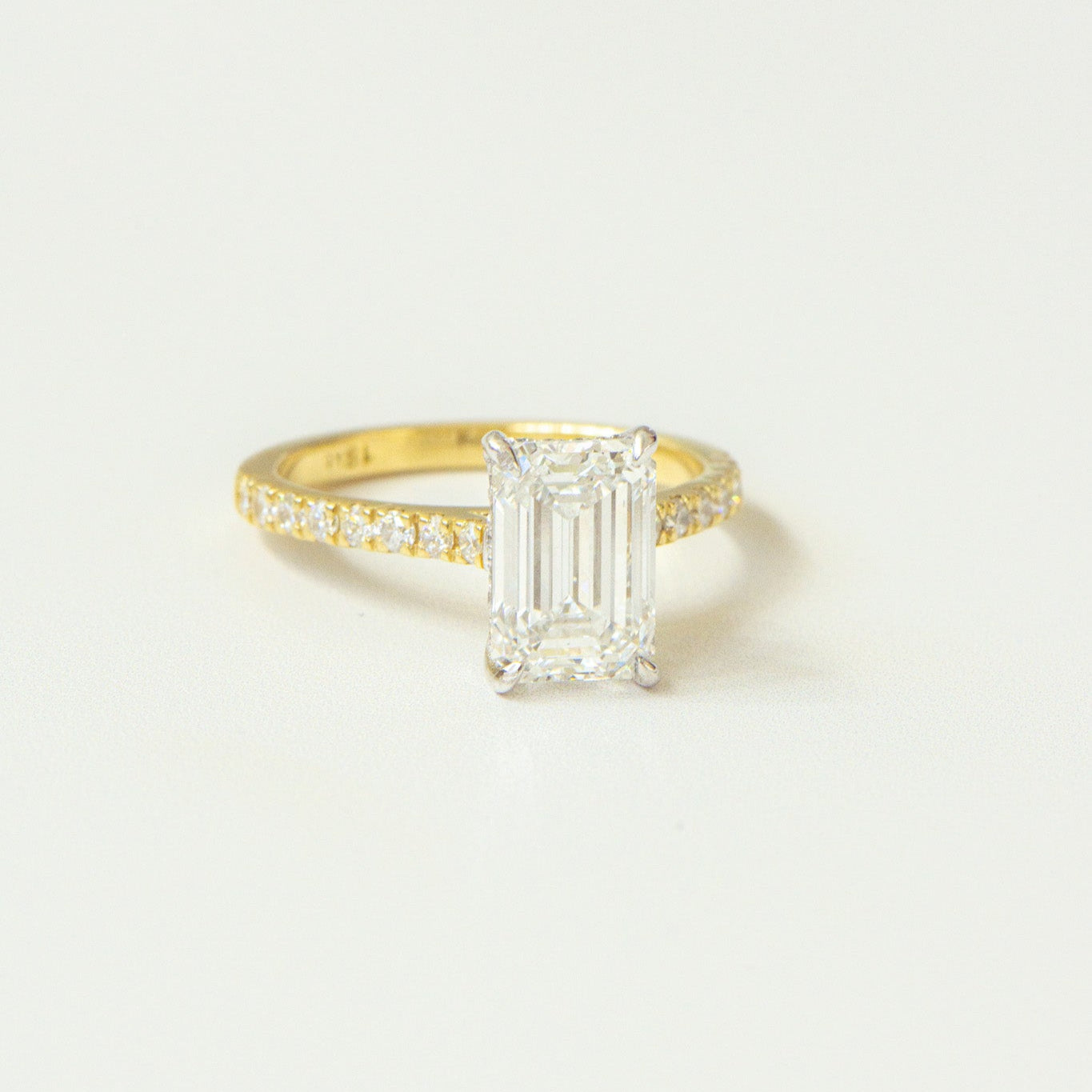 Edith | 2.6ct Emerald Cut Lab Diamond Engagement Ring – Front view, Matthews Jewellers Newcastle