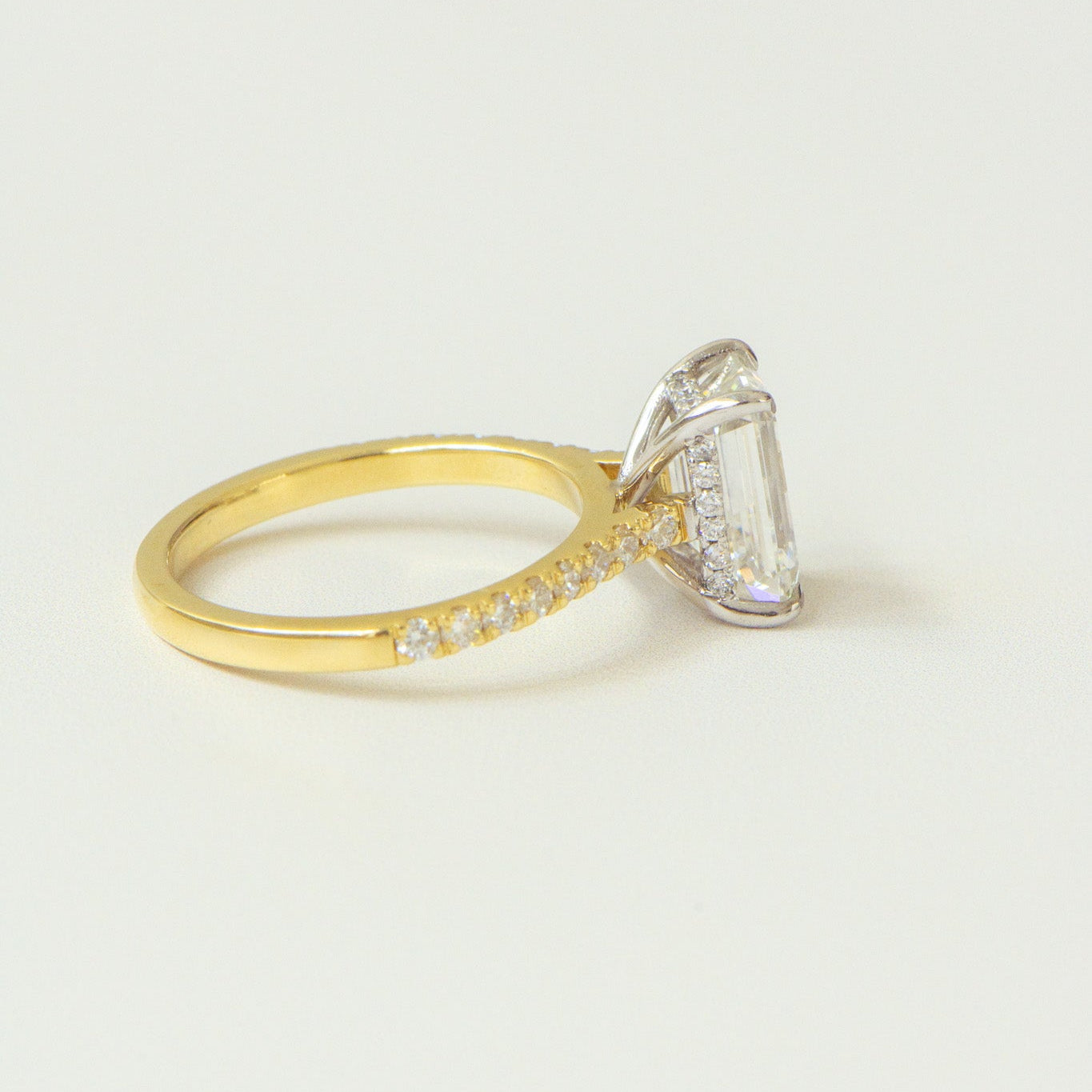 Edith | 2.6ct Emerald Cut Lab Diamond Engagement Ring – Side profile view, Matthews Jewellers Newcastle
