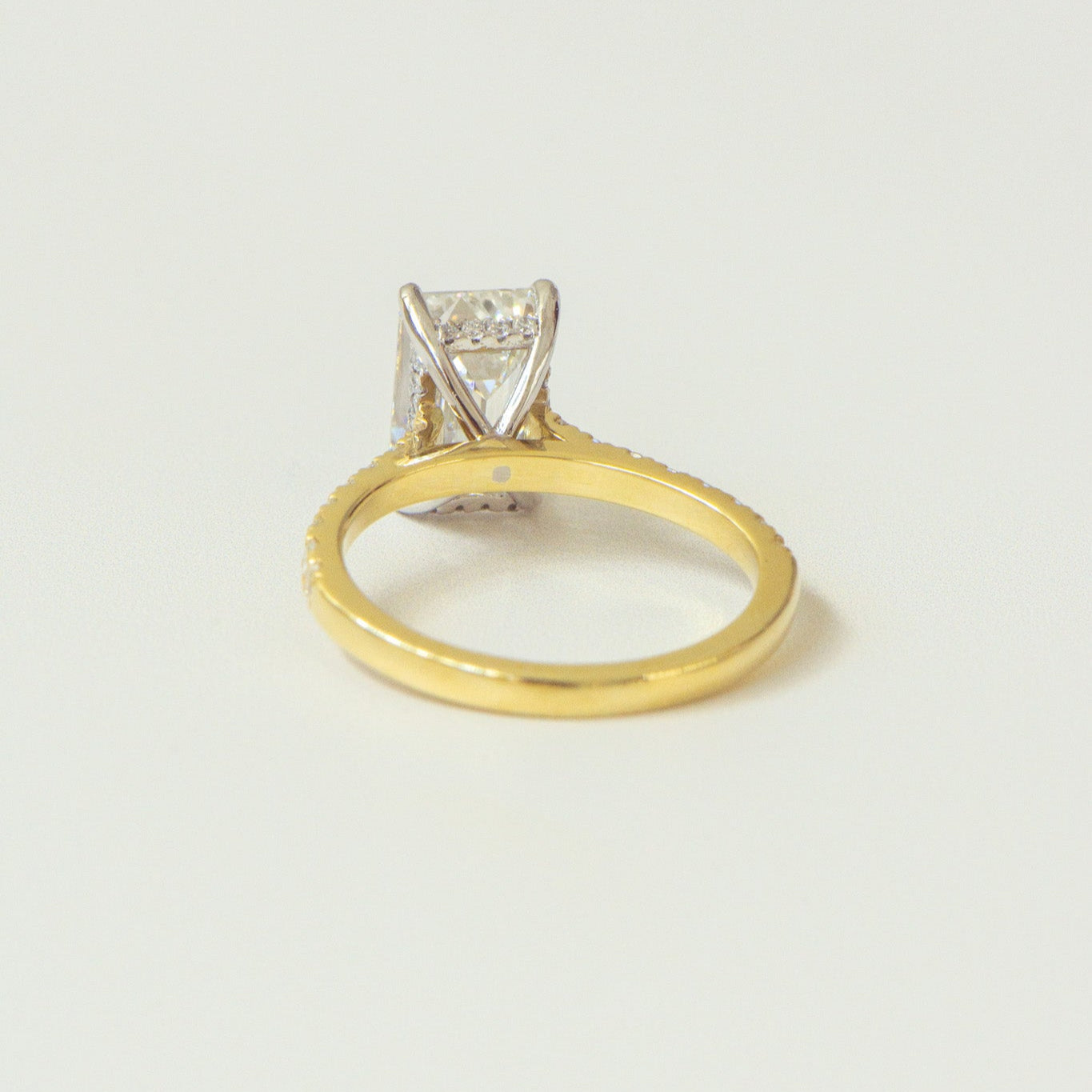 Edith | 2.6ct Emerald Cut Lab Diamond Engagement Ring – Close-up detail view, Matthews Jewellers Newcastle