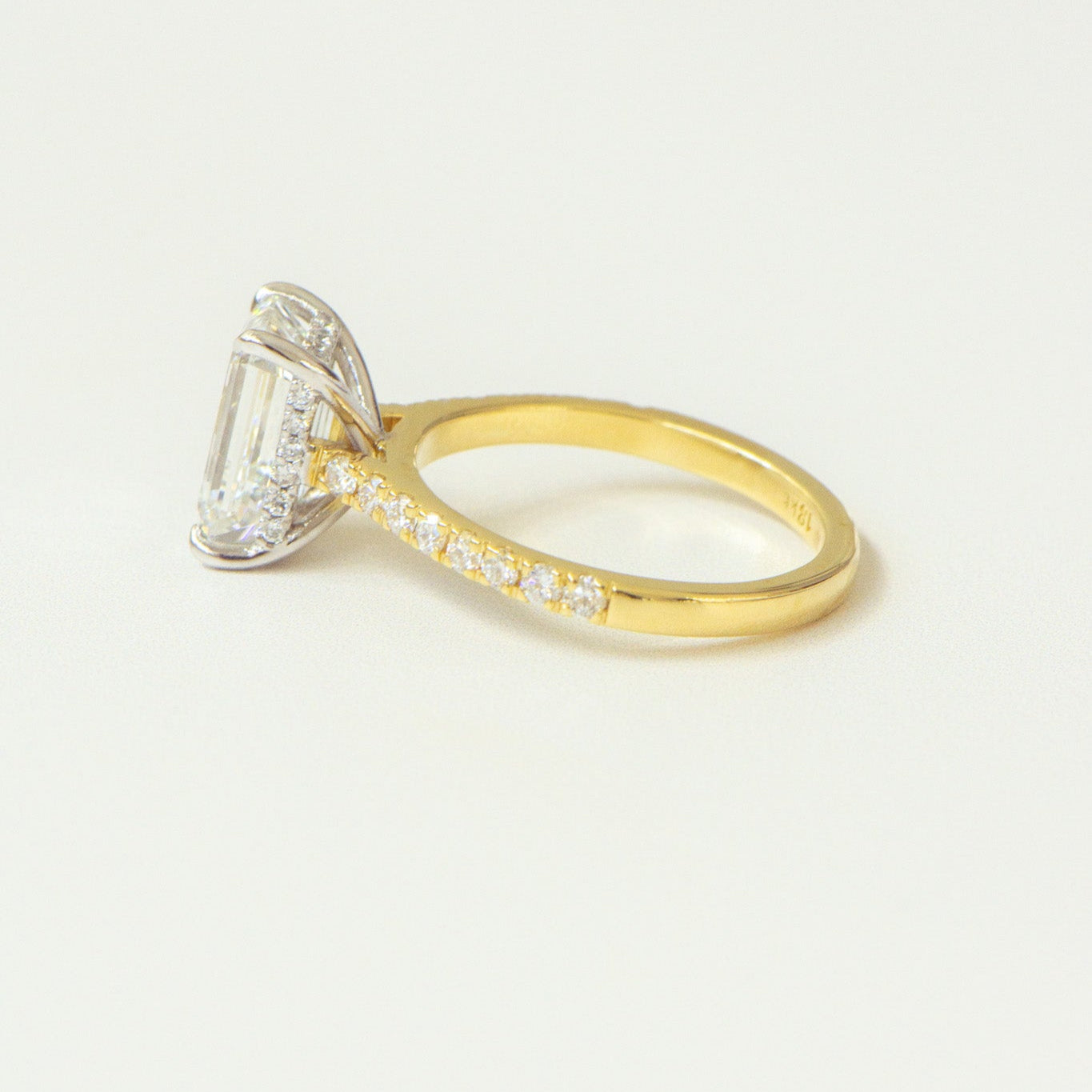 Edith | 2.6ct Emerald Cut Lab Diamond Engagement Ring – On hand view, Matthews Jewellers Newcastle