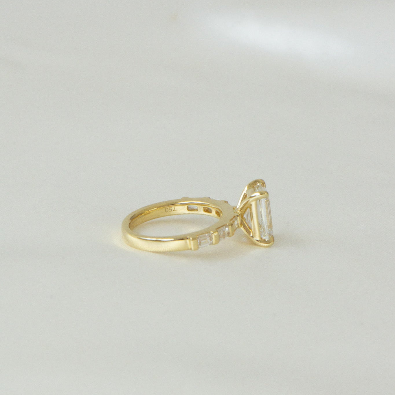 Elara | 3ct Emerald Cut Lab Diamond Engagement Ring – Close-up detail view, Matthews Jewellers Newcastle