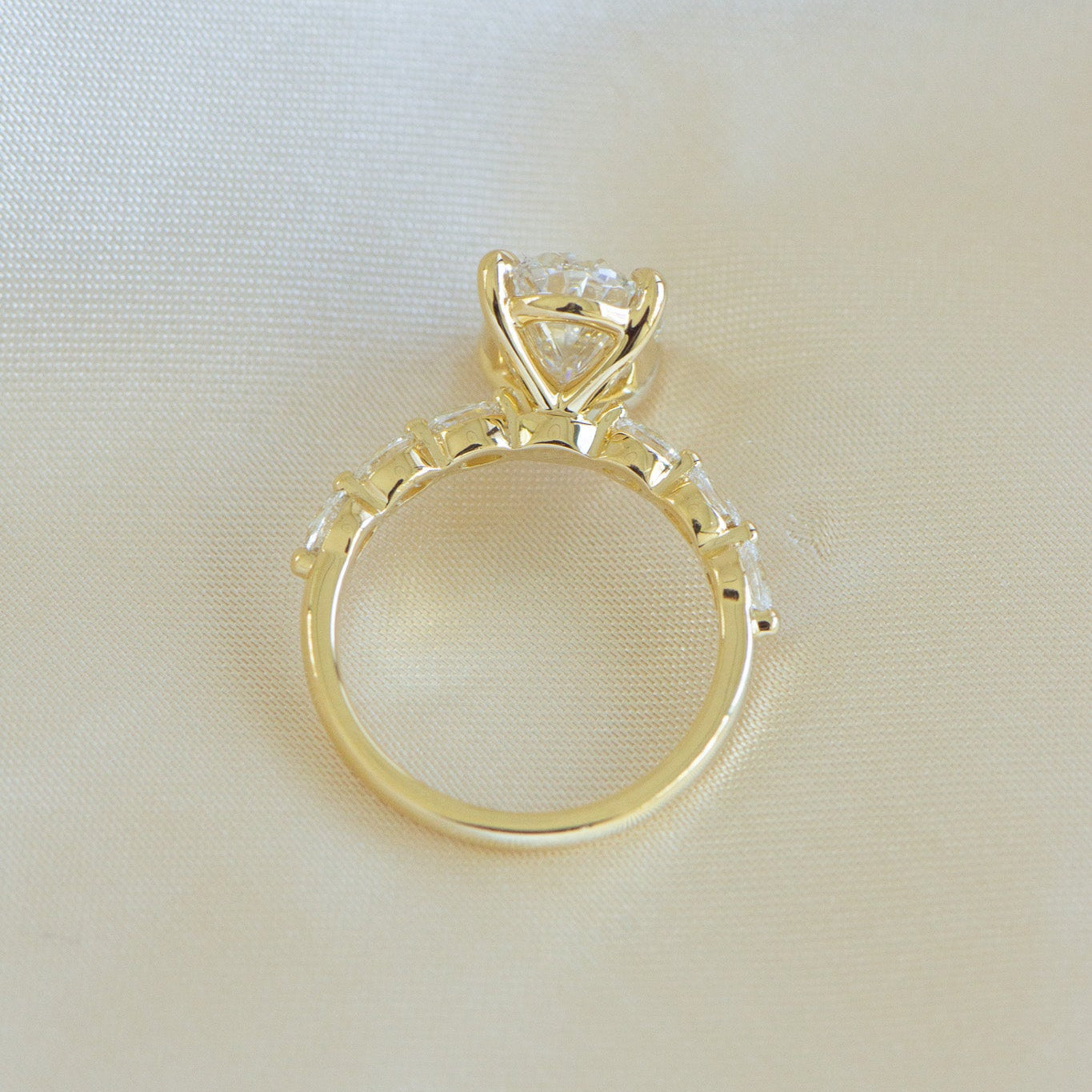 Audrey | 3ct Oval Lab Diamond Engagement Ring – Side profile view, Matthews Jewellers Newcastle