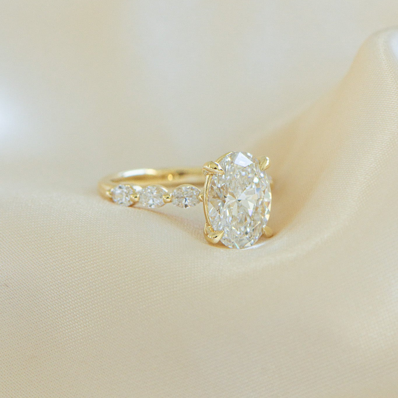 Audrey | 3ct Oval Lab Diamond Engagement Ring – Close-up detail view, Matthews Jewellers Newcastle