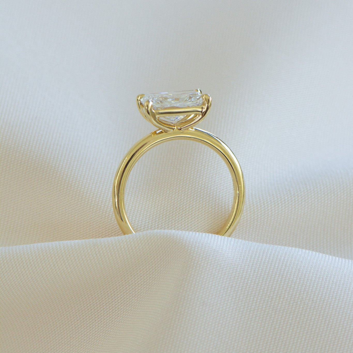 Sofia | 2ct Radiant Lab Diamond Engagement Ring – Side profile view, Matthews Jewellers Newcastle