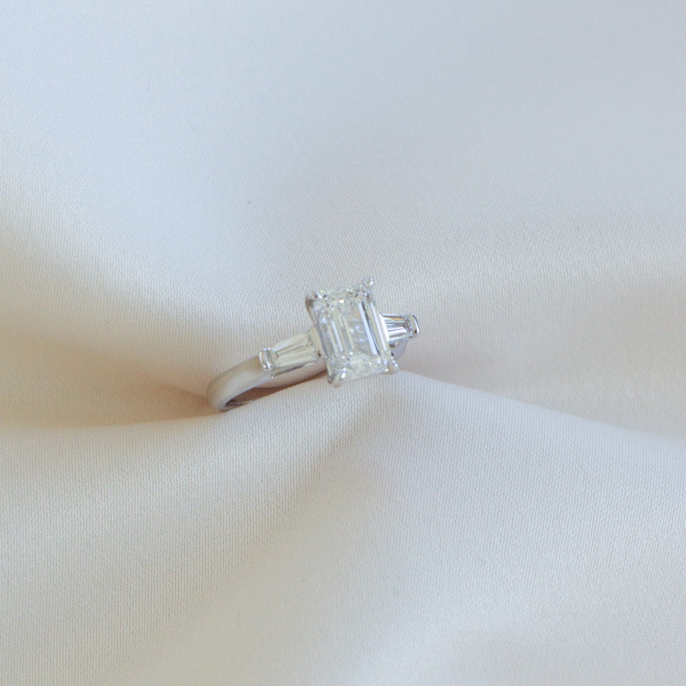 Alina | 3ct Lab Emerald Cut Diamond Engagement Ring – Front view, Matthews Jewellers Newcastle