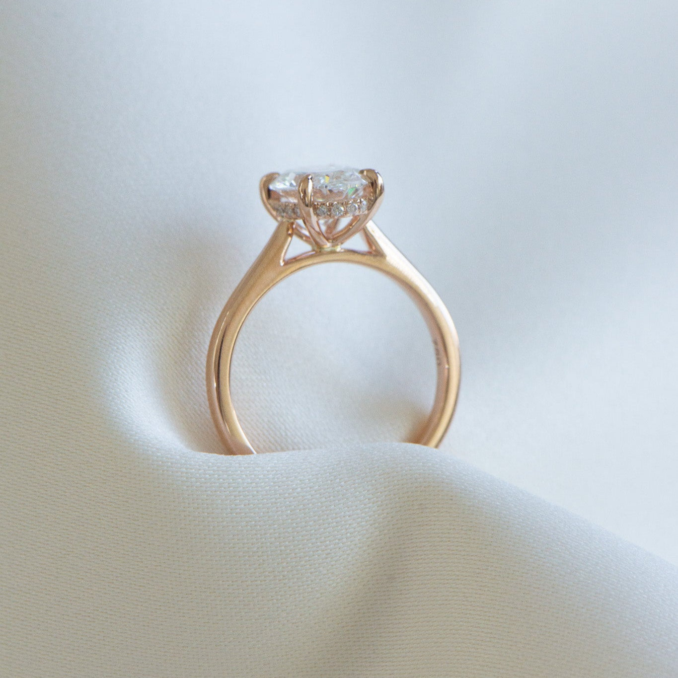 Hidden halo lab grown diamond engagement ring, Helena 2ct, IGI certified, Matthews Jewellers Newcastle