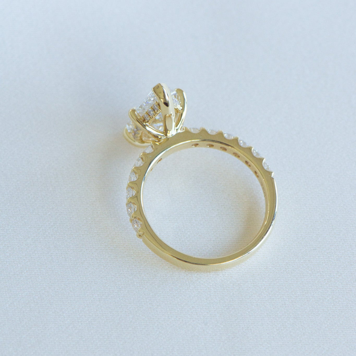 Handcrafted lab grown diamond hidden halo ring by Matthews Jewellers, Nora 3.00ct, est. 1957