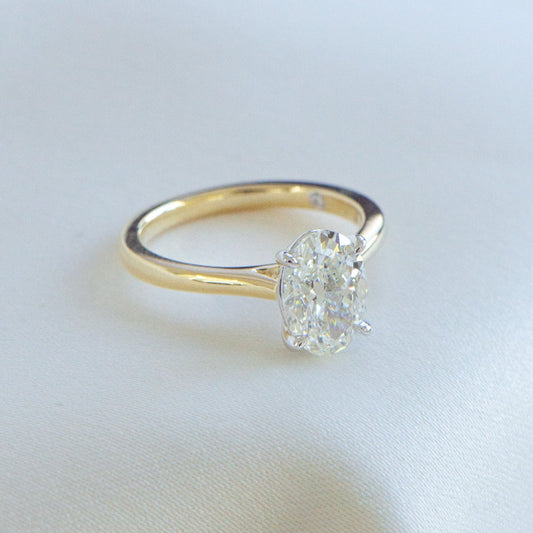 Heritage Helena 2.00ct natural diamond oval ring in 18k gold, Matthews Jewellers Newcastle