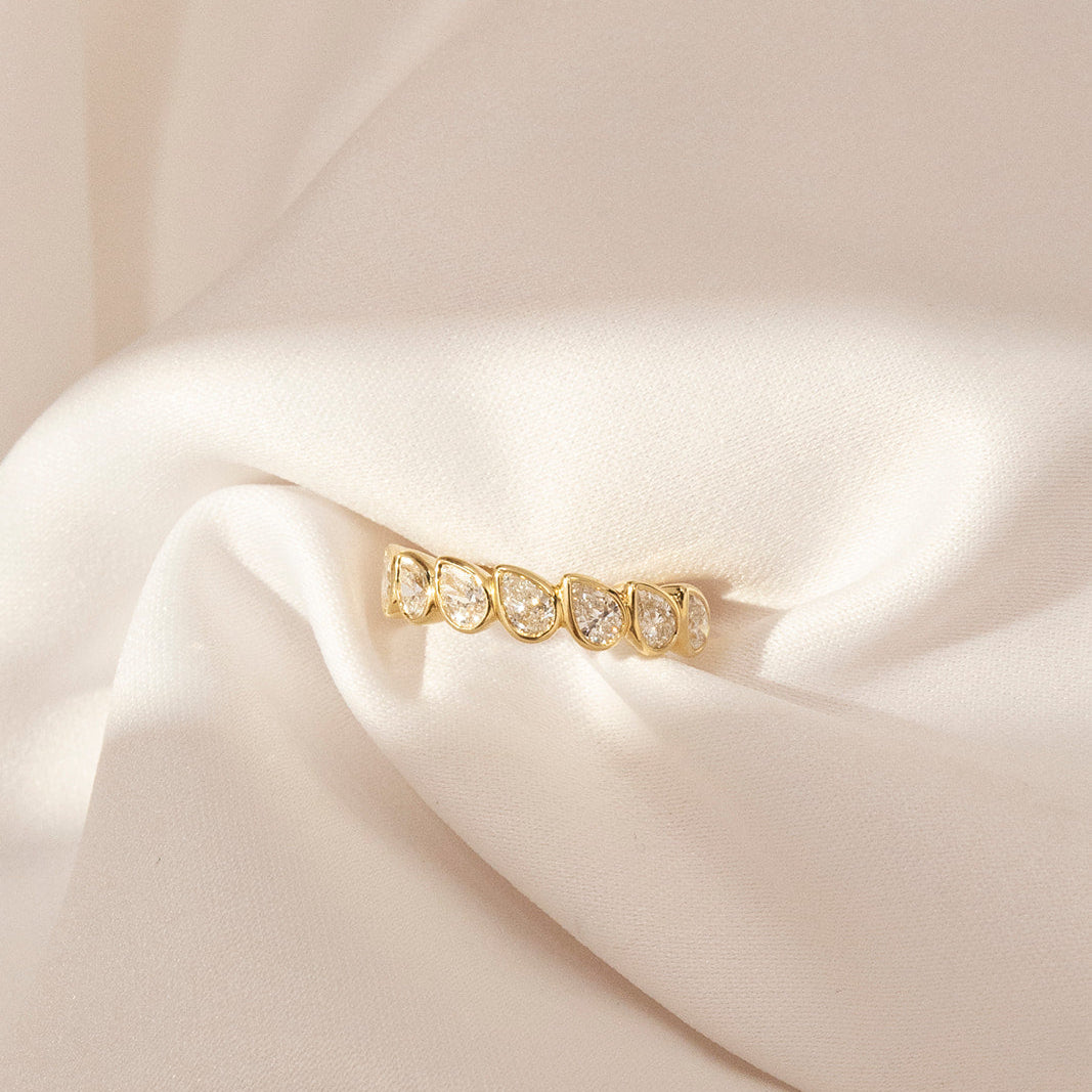 Ada east west pear lab-grown diamond wedding ring crafted in 18K yellow gold