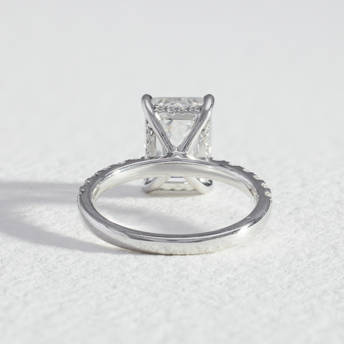 Pavé Edith | Emerald Cut Diamond Engagement Ring with Diamond Band