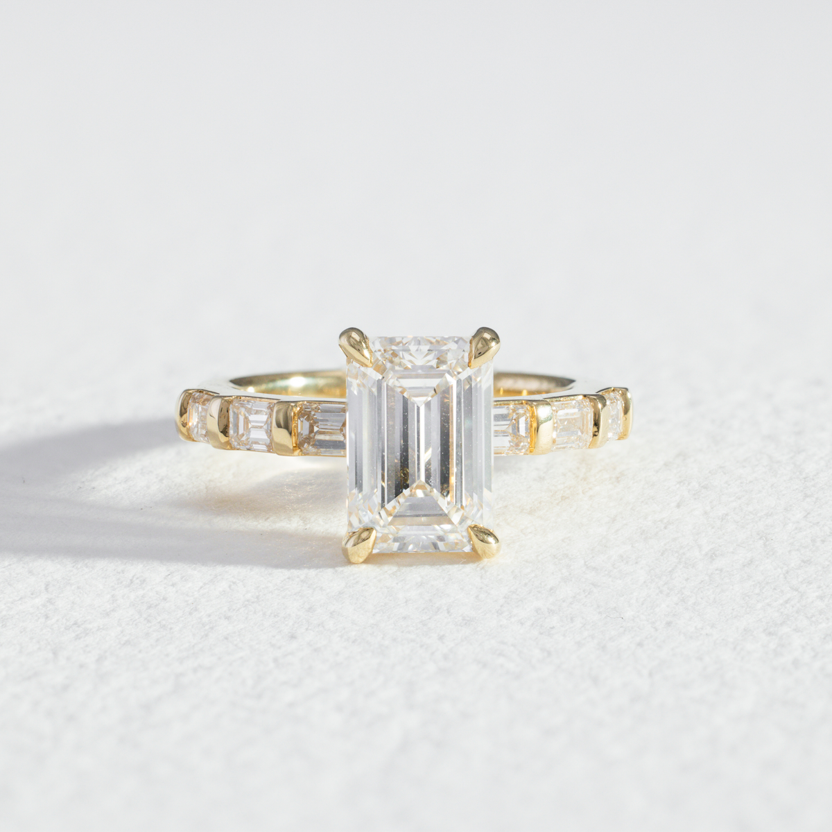 Elara | Emerald Diamond Engagement Ring with Emerald Diamond Band