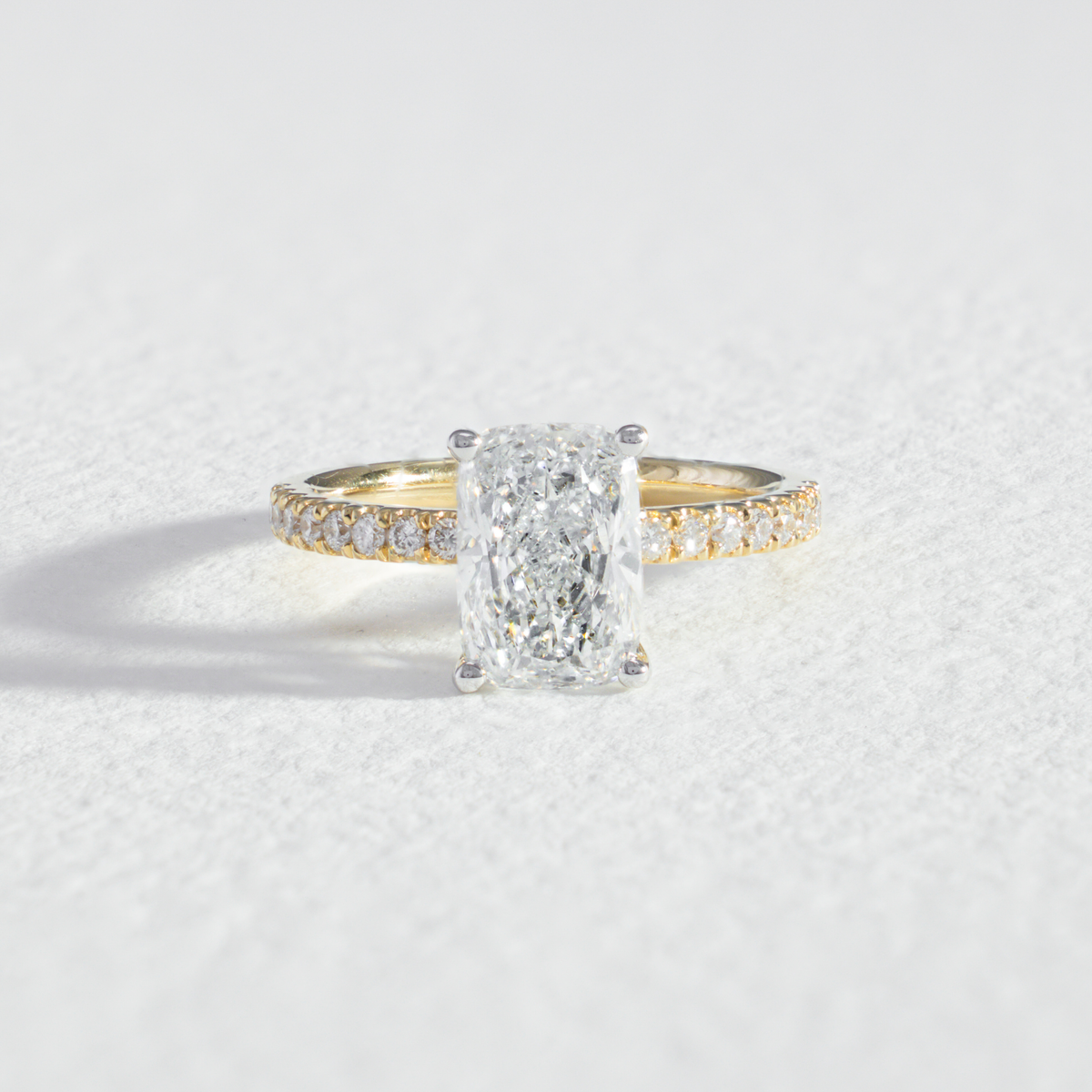 Pavé Elora | Elongated Cushion Diamond Solitaire Engagement Ring