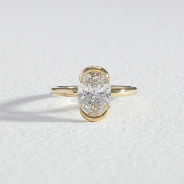 Half Bezel Helena | Oval Half Bezel Diamond Engagement Ring