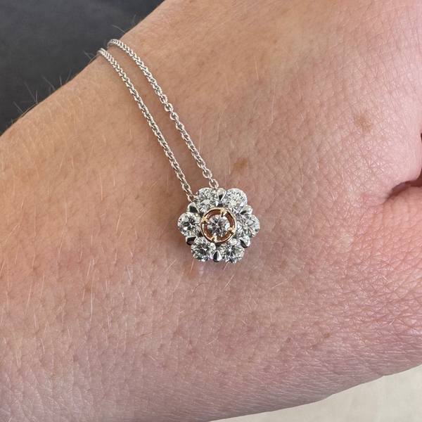 Pink Argyle Diamond Flower Pendant