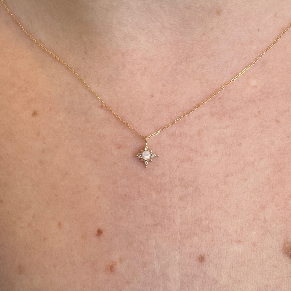 14k Gold Opal Star Necklace