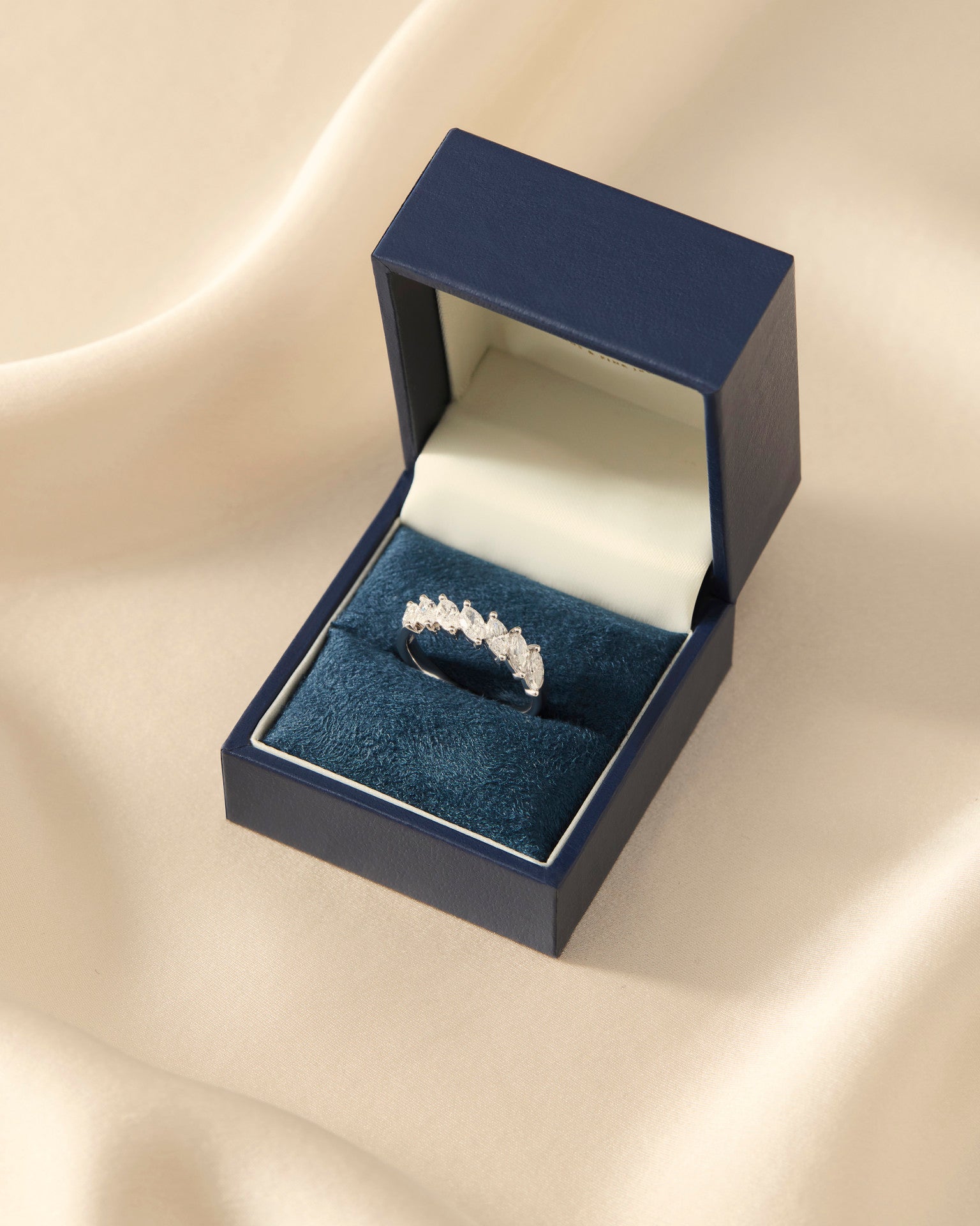 Freya | 11 Stone Slanted Marquise Diamond Ring