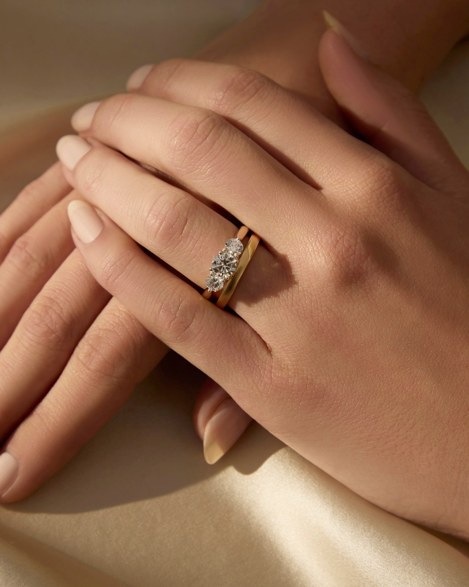 Laila | Three Stone Round Diamond Engagement Ring