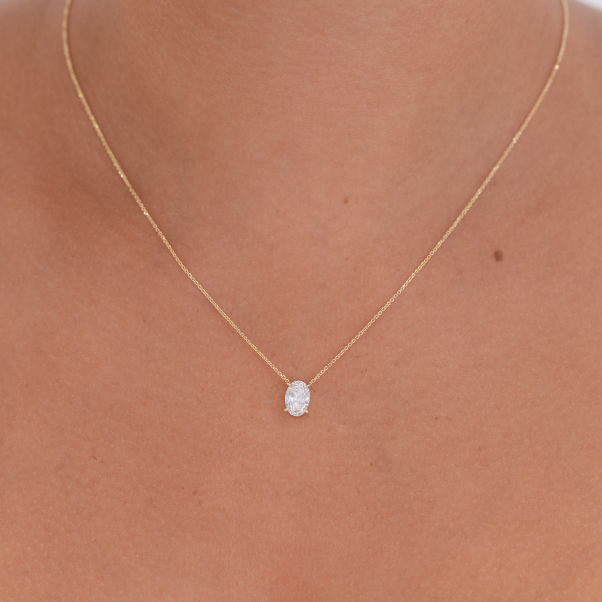 Oval Diamond Necklace Made To Order