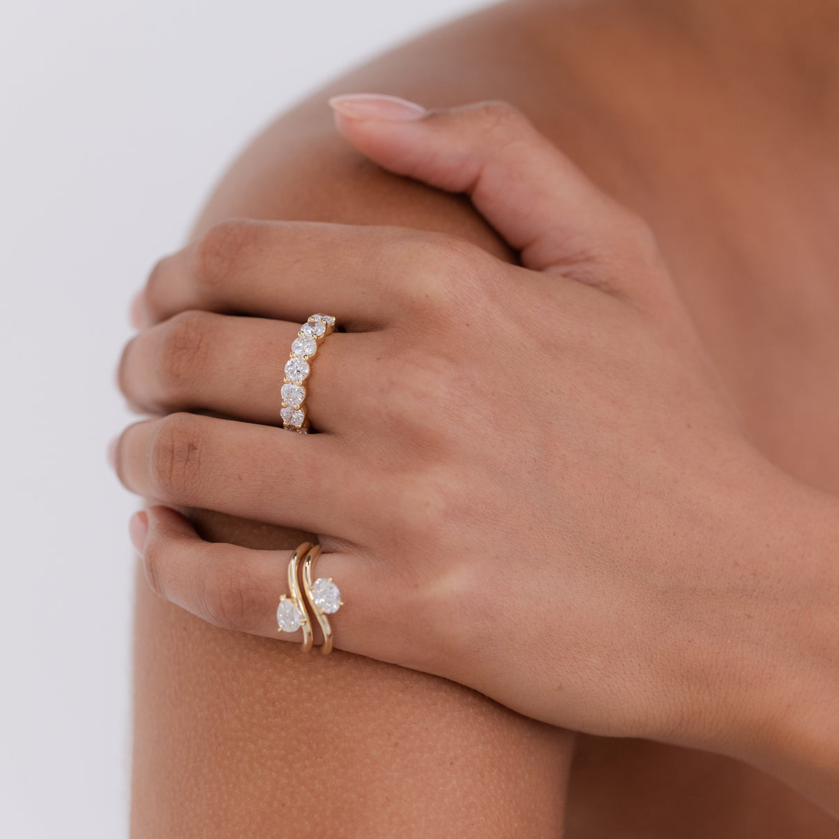 Oval Diamond Pinky Ring