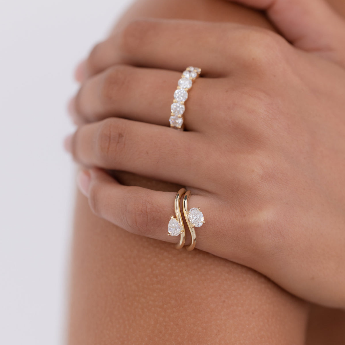 Oval Diamond Pinky Ring