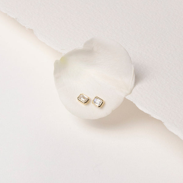 Emerald Bezel Earrings