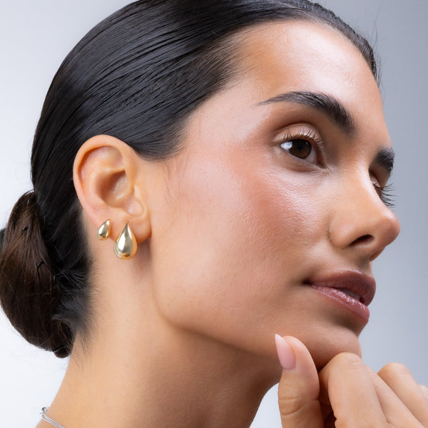 Gold Teardrop Stud Earring
