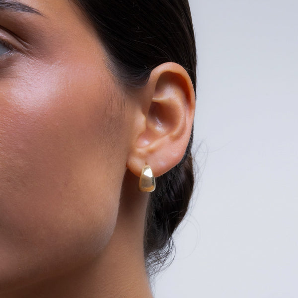 Gold Plain Wide Tight Huggie Earring