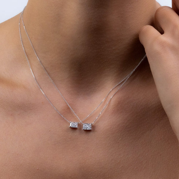 East West Radiant Diamond Necklace