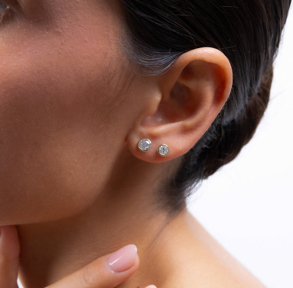 Bezel Round Diamond Studs
