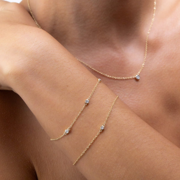 Triple Round Bezel Diamond Bracelet
