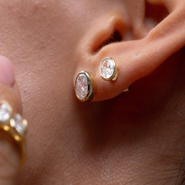 Oval Bezel Earrings