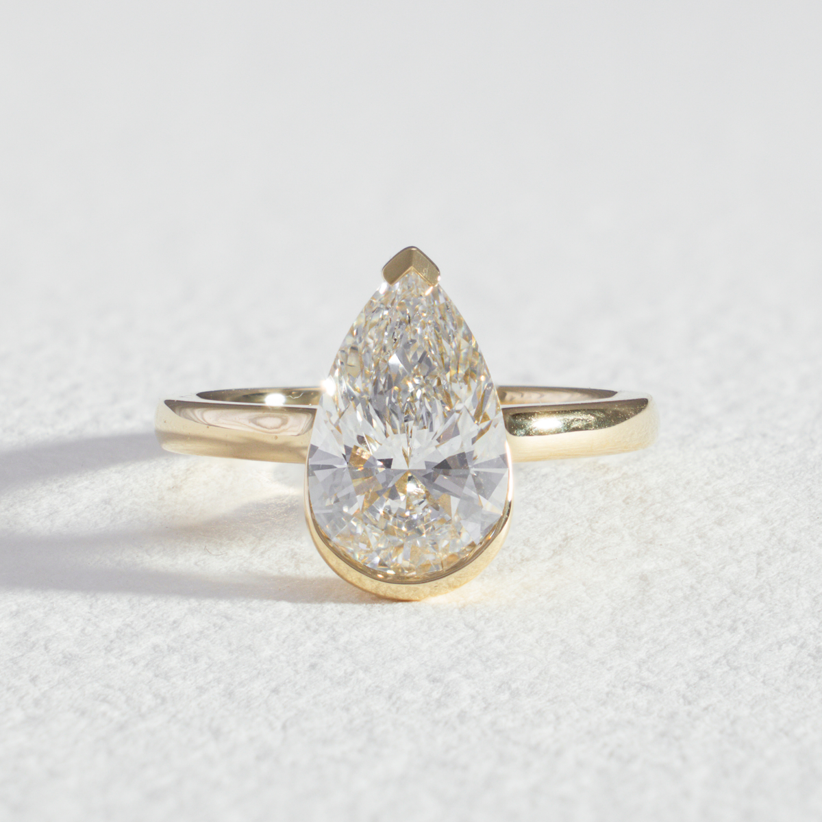 Half Bezel Nora | Pear Solitaire Diamond Engagement Ring