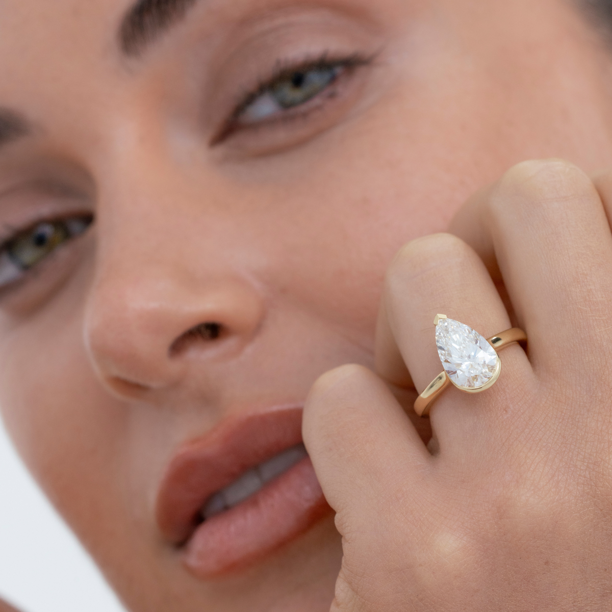 Half Bezel Nora | Pear Solitaire Diamond Engagement Ring