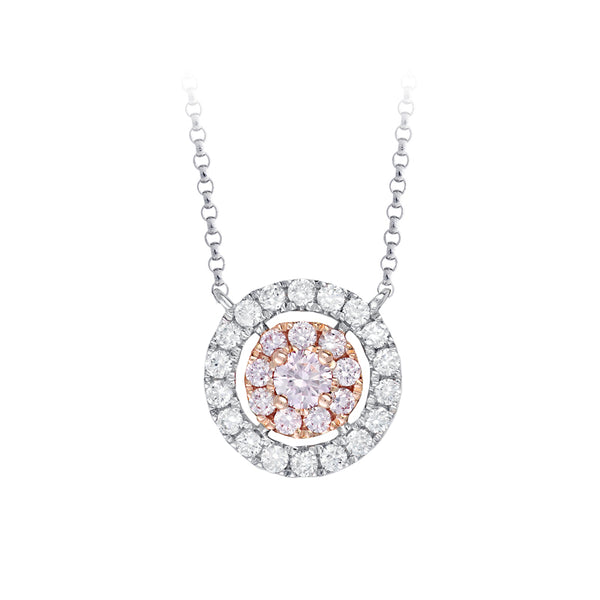 Pink Diamond Necklace with Diamond Halo