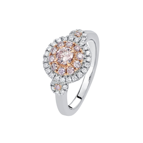 Pink Diamond Round Halo Ring