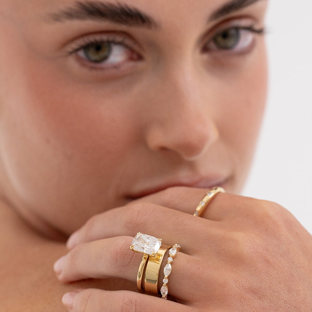Ivy | Lab Oval Diamond Wedding Ring – Side profile view, Matthews Jewellers Newcastle