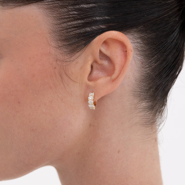 Oval Diamond Huggie Hoops