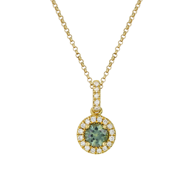 Clarissa 18ct Yellow Gold Australian Teal Sapphire Necklace - Matthews Jewellers