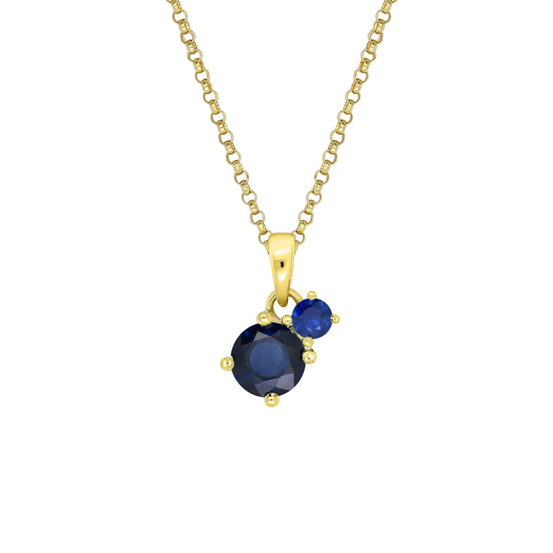 Toi Et Moi 9ct Yellow Gold Australian Blue Sapphire Necklace - Matthews Jewellers