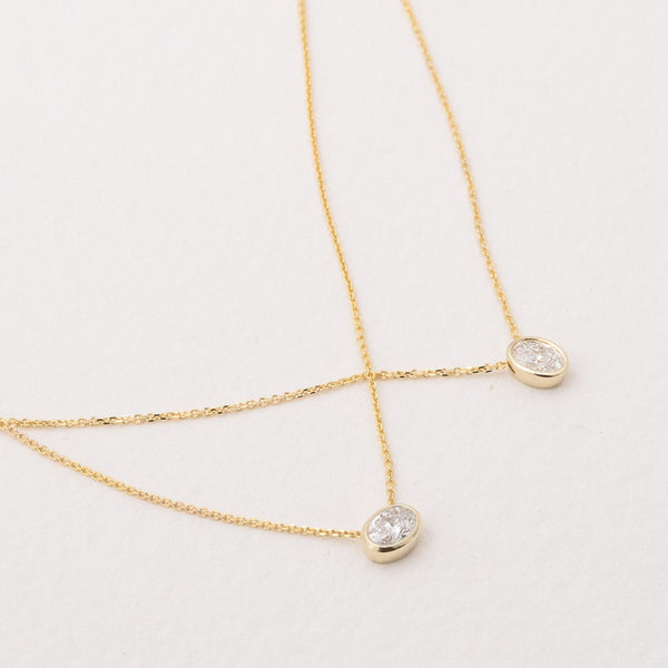 East West Bezel Oval Diamond Necklace