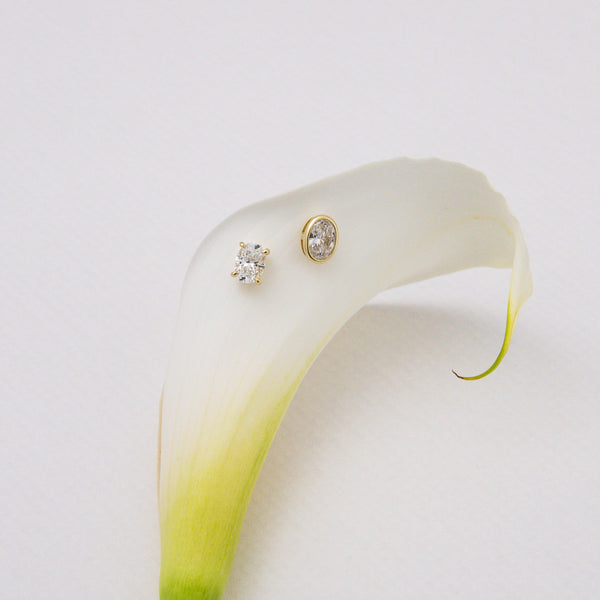 Oval Bezel Diamond Studs