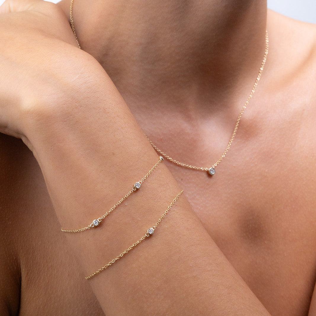 Petite Round Diamond Bezel Necklace